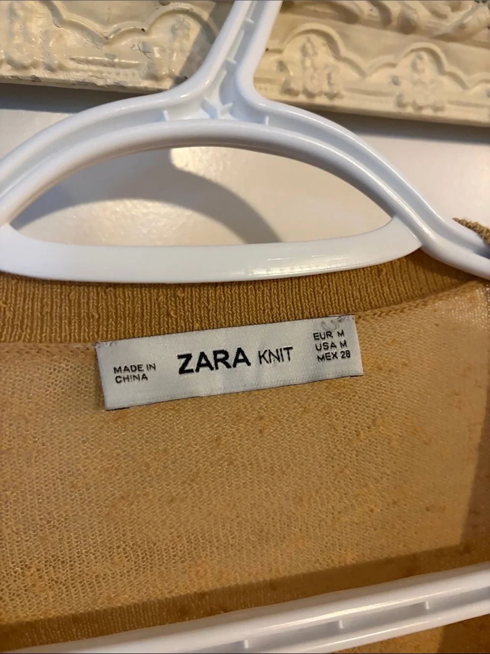 ZARA KNIT | V-Neck Lightweight Knit Sweater in Camel/Tan - Picture 4 of 10